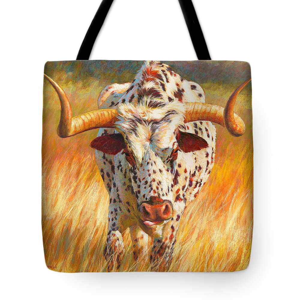 Cow Tote Bag featuring the pastel No Bull by Rita Kirkman