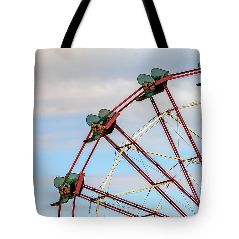 Ferris Wheel Tote Bag featuring the photograph No Riders by James Barber