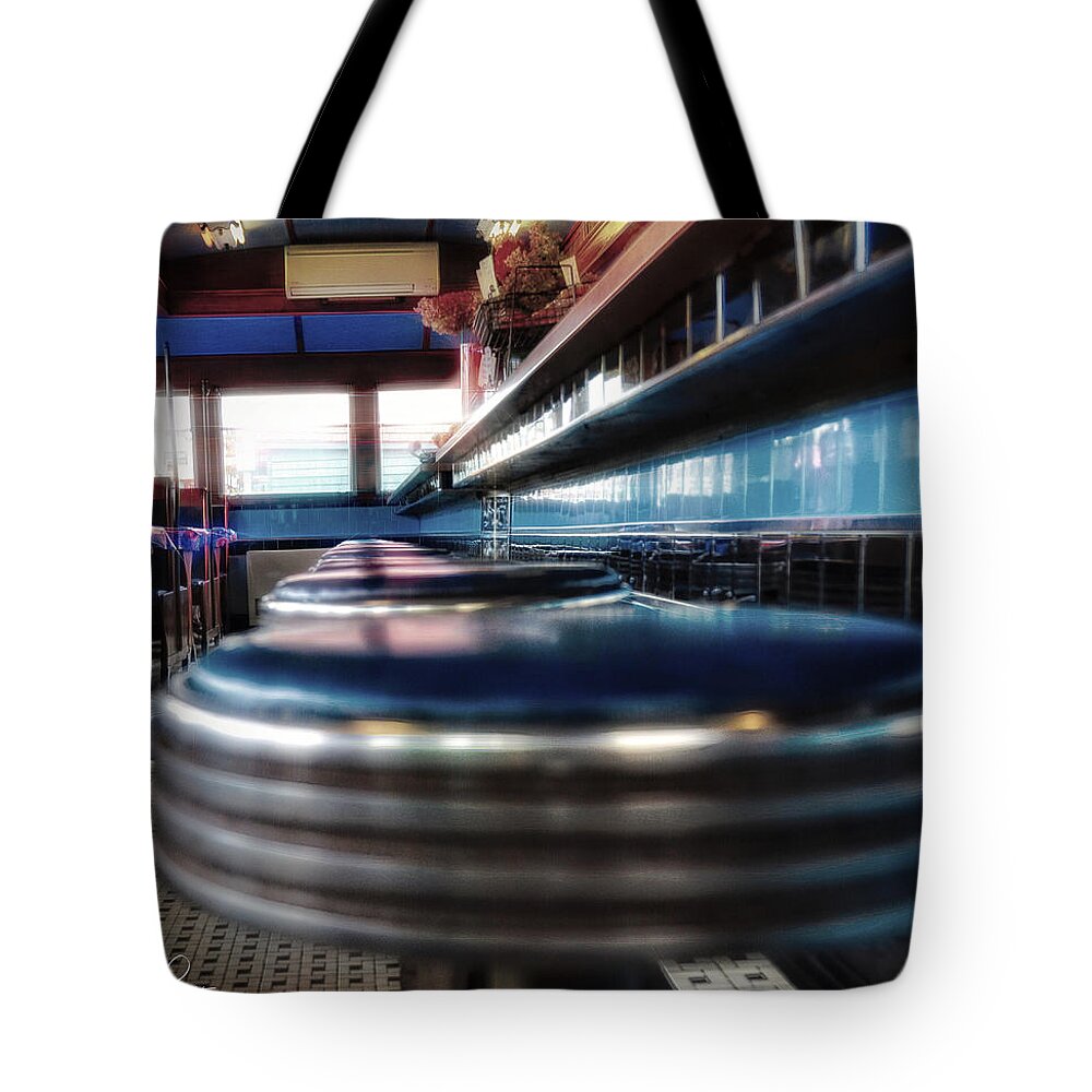 Diner Tote Bag featuring the photograph No Wait At The Counter by Andrea Platt