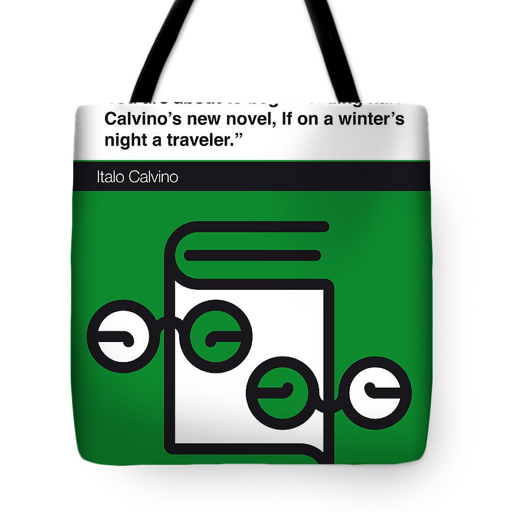 Italo Tote Bag featuring the digital art No014-MY-If on a winter's night a traveler-Book-Icon-poster by Chungkong Art