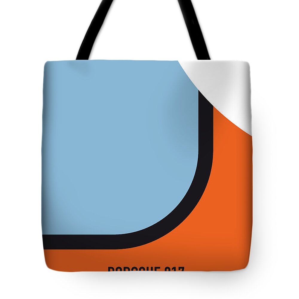Porsche Tote Bag featuring the digital art No016 My LE MANS minimal movie car poster by Chungkong Art