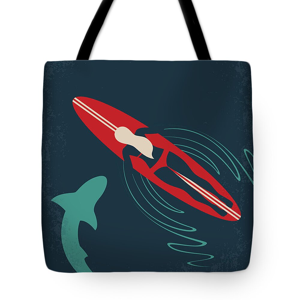 The Shallows Tote Bag featuring the digital art No836 My The Shallows minimal movie poster by Chungkong Art