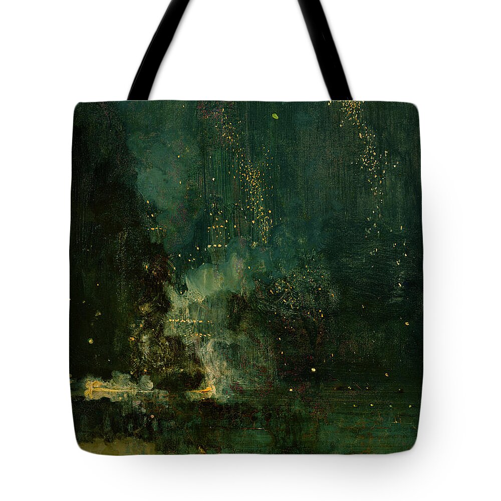 Nocturne Tote Bag featuring the painting Nocturne in Black and Gold - the Falling Rocket by James Abbott McNeill Whistler