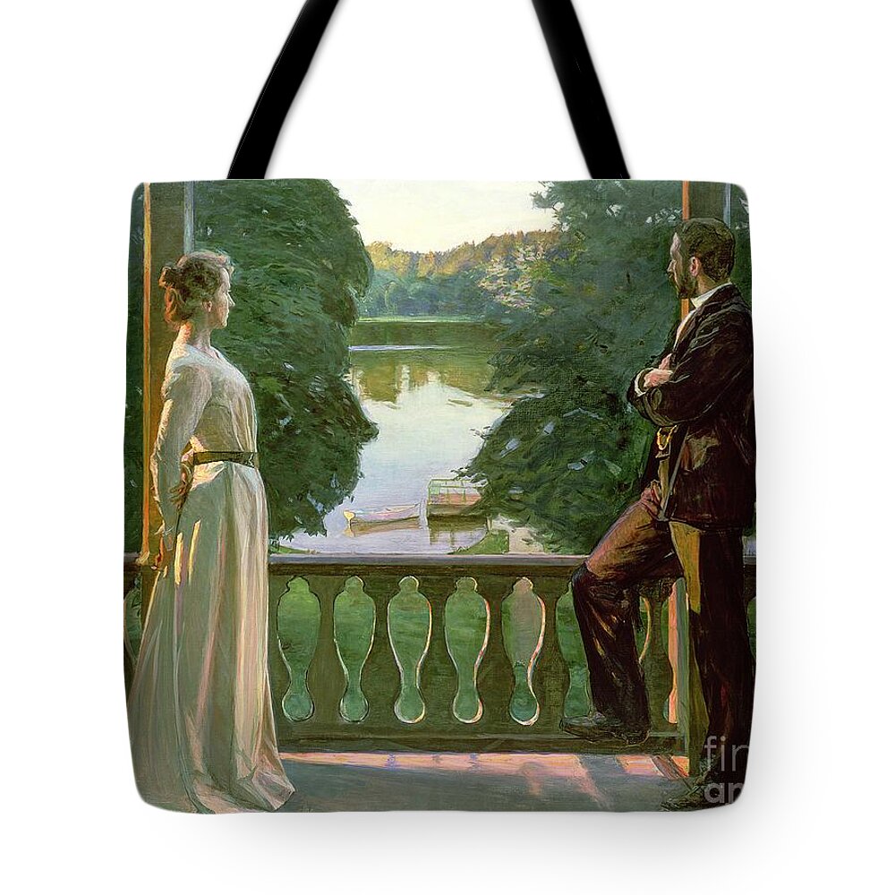 Nordic Tote Bag featuring the painting Nordic Summer Evening by Sven Richard Bergh