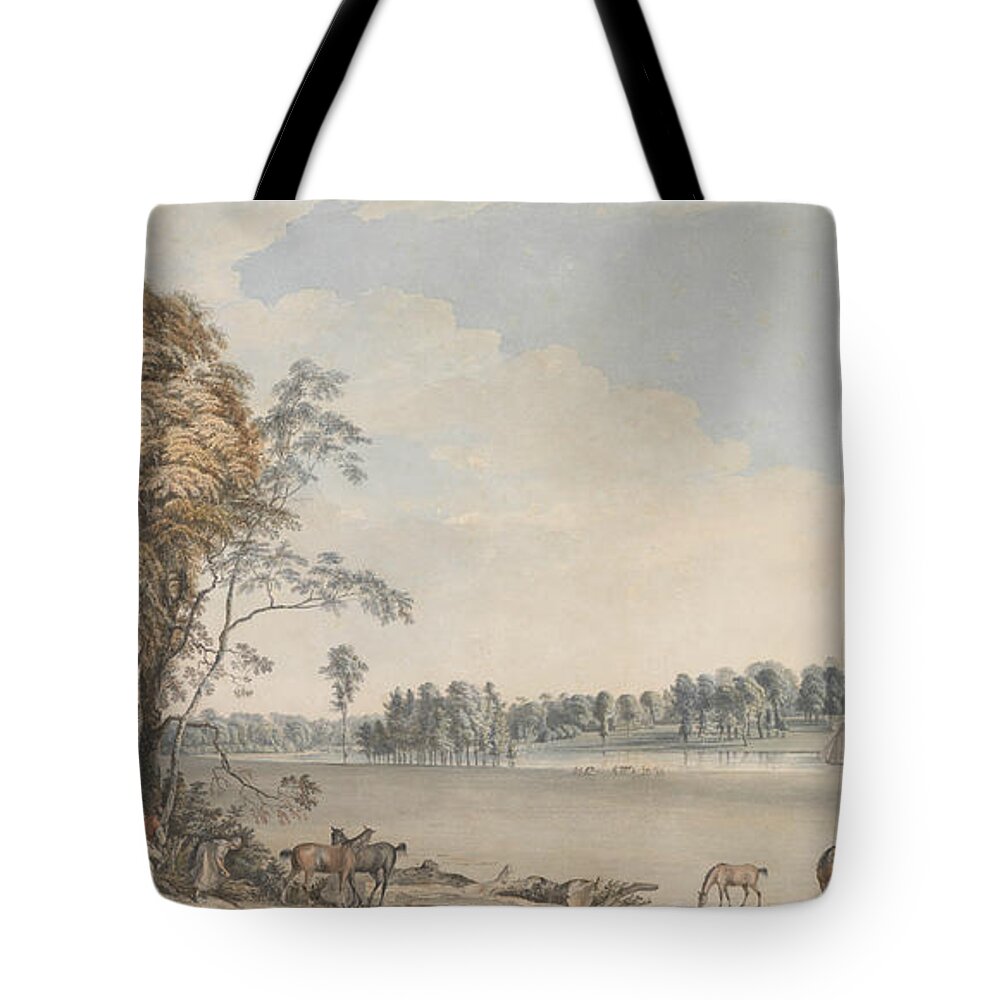 Paul Sandby Tote Bag featuring the painting North West View of Wakefield Lodge in Whittlebury Forest, Northamptonshire by Paul Sandby