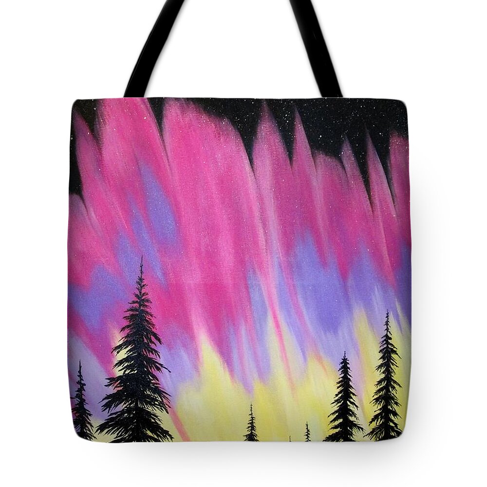 Northern Lights Tote Bag featuring the painting Northern Lights by Carol Sabo
