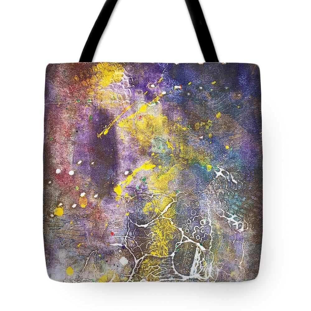 Clay Monoprint Tote Bag featuring the mixed media Northern Lights by Susan Richards