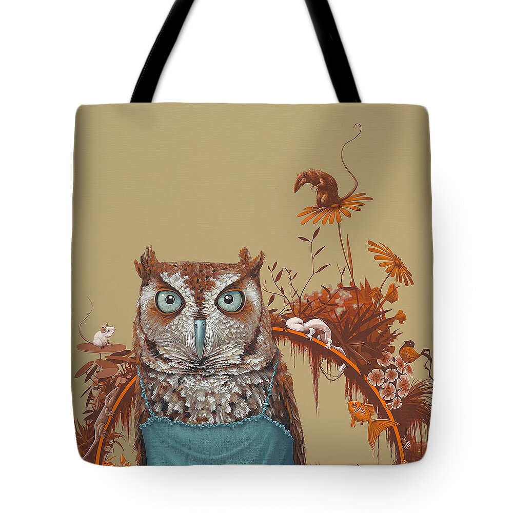 Owl Tote Bag featuring the painting Northern Screech Owl by Jasper Oostland