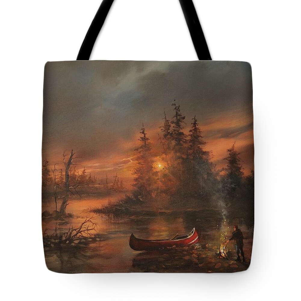 Lake Tote Bag featuring the painting Northern Solitude by Tom Shropshire