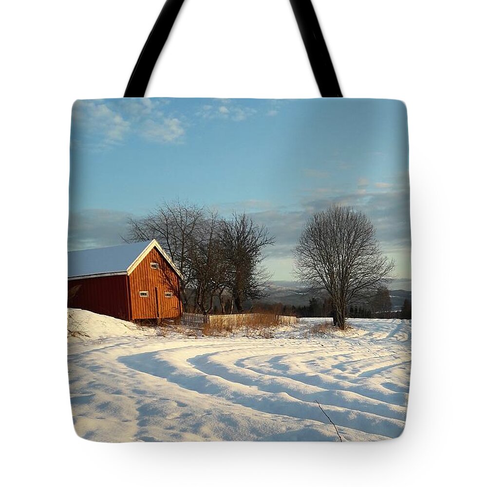 Norway Tote Bag featuring the digital art Norwegian Winter by Jeanette Rode Dybdahl