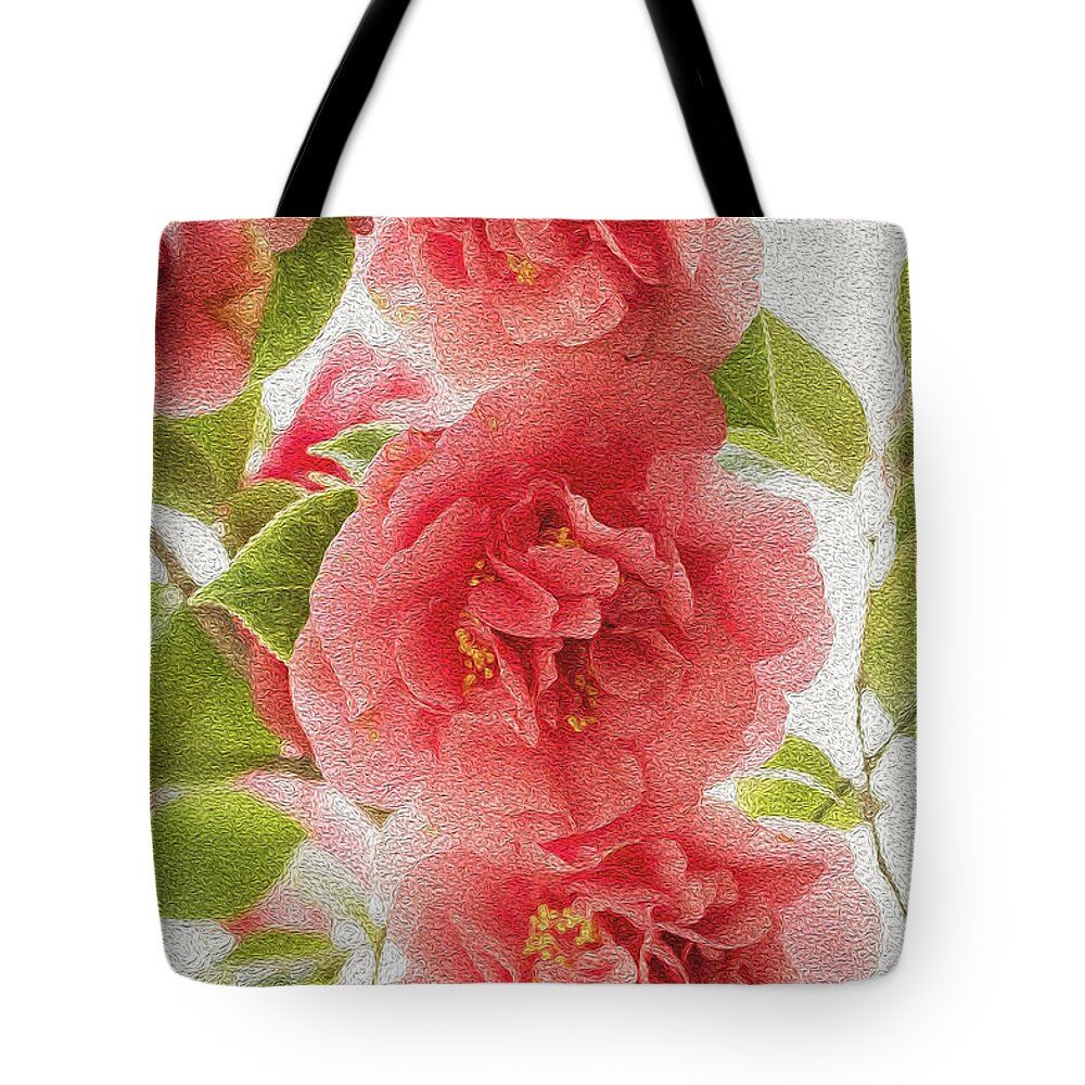 Camellias Tote Bag featuring the photograph Nostalgic Camelias by Vanessa Thomas
