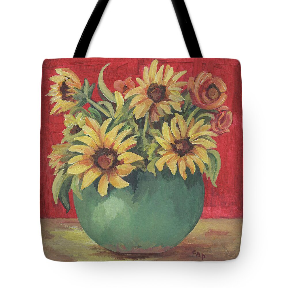 Still Life Tote Bag featuring the painting Not Just Sunflowers by Cheryl Pass