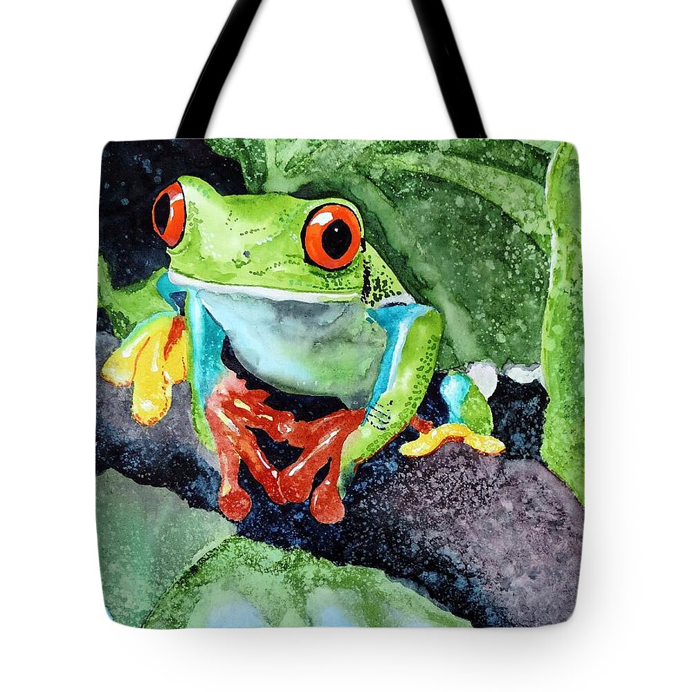 Frog Tote Bag featuring the painting Not Kermit by Tom Riggs