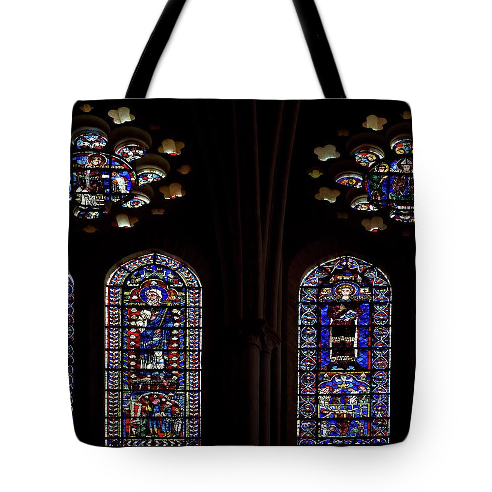 Architecture Tote Bag featuring the digital art Notre Dame de Chartes Cathedral by Carol Ailles