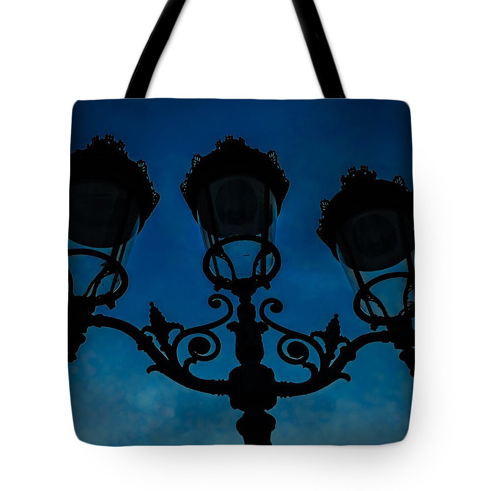 Lanterns Tote Bag featuring the photograph Notre Dame Lanterns by Pamela Newcomb