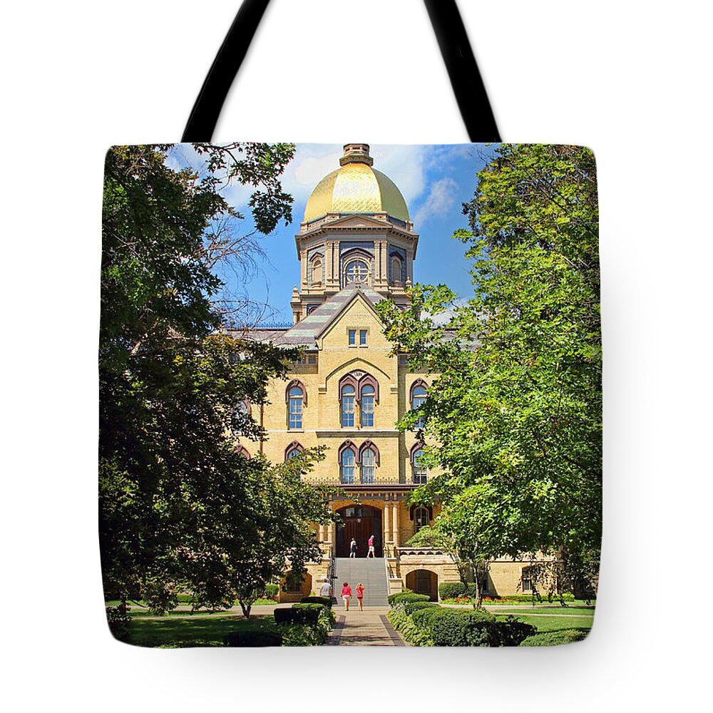 Notre Dame University Tote Bag featuring the photograph Notre Dame University Main Building 2518 by Jack Schultz
