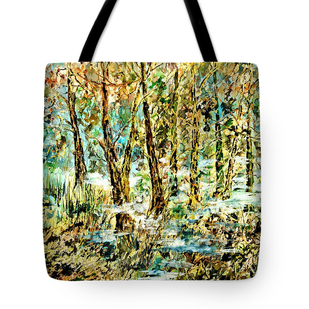 Watercolor Tote Bag featuring the painting November Morn by Almo M