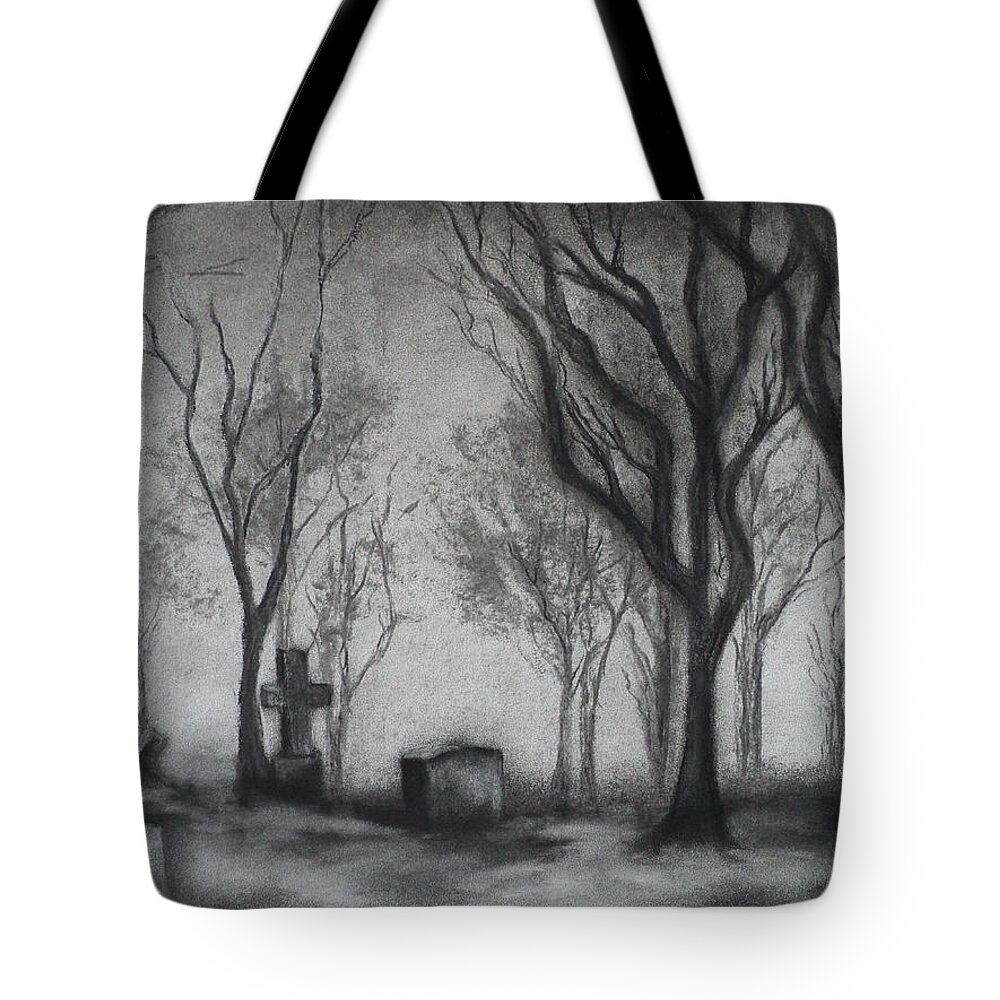 Trees Tote Bag featuring the drawing Now I lay me down to sleep by Carla Carson