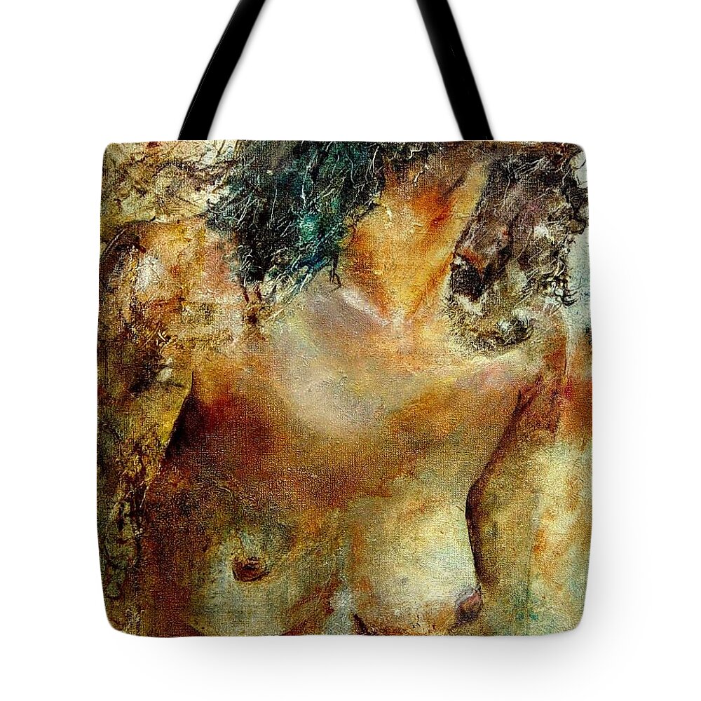 Girl Nude Tote Bag featuring the painting Nude 34 by Pol Ledent