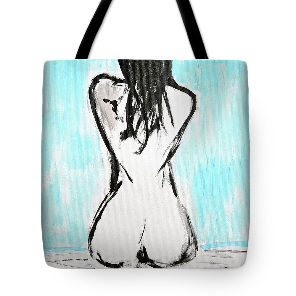 Paintings Tote Bag featuring the painting Nude female by Julie Lueders 