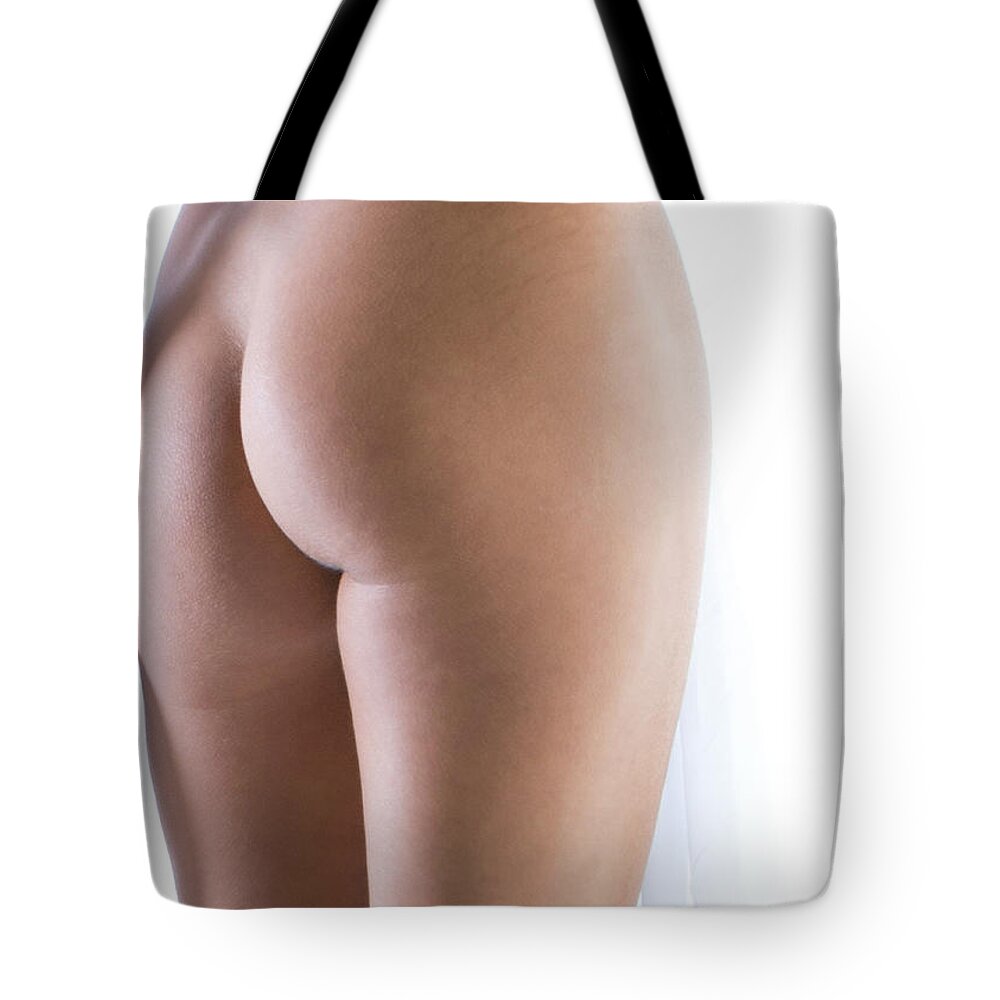 High Key Nude Tote Bag featuring the photograph Nude With Sheer 4 by Doug Matthews