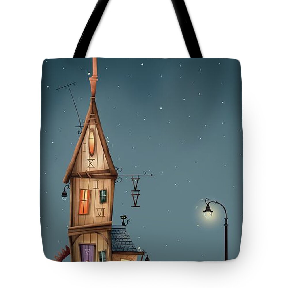 Quirky Tote Bag featuring the painting Numerals No.5 by Joe Gilronan