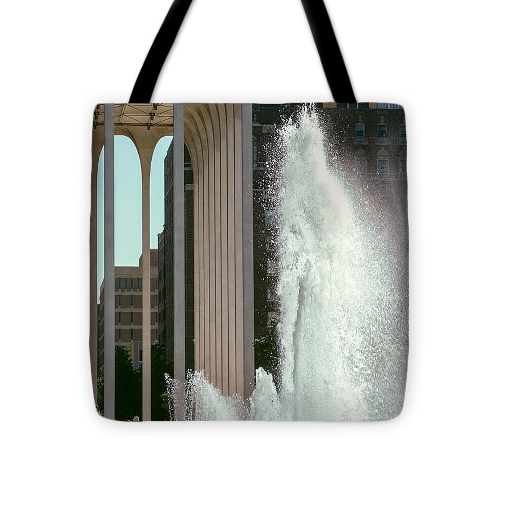 Book Work Tote Bag featuring the photograph NWNL fountains - July 1973 by Mike Evangelist