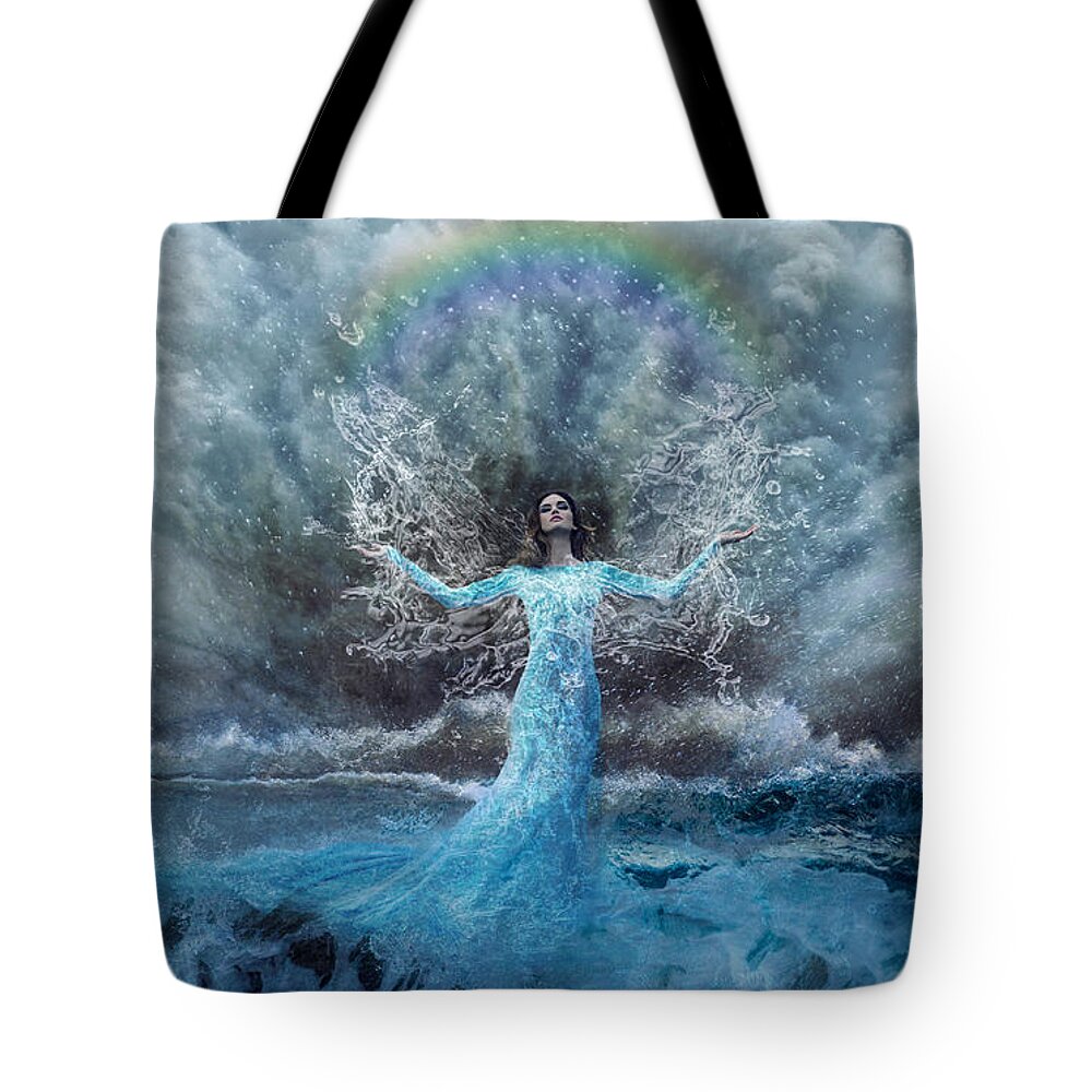 Nymph Of Water Tote Bag featuring the digital art Nymph of the Water by Lilia D