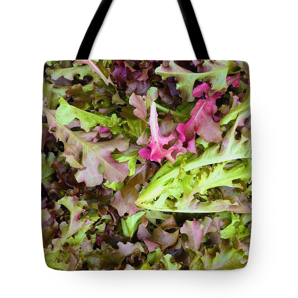 Tote Bag featuring the photograph Oak Leaf Lettuce Mixture by Polly Castor