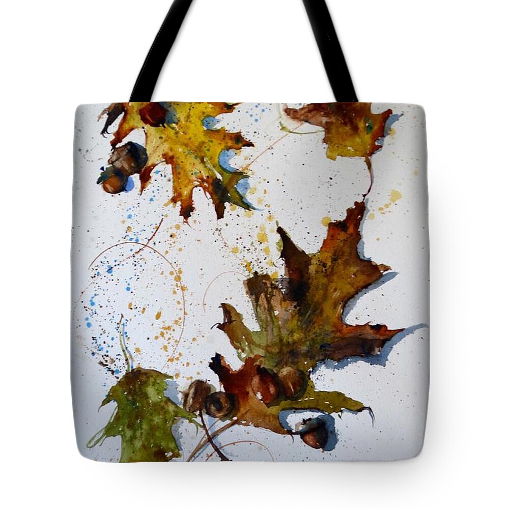 Oak Leaves Tote Bag featuring the painting Oak Leaves by Sandra Strohschein