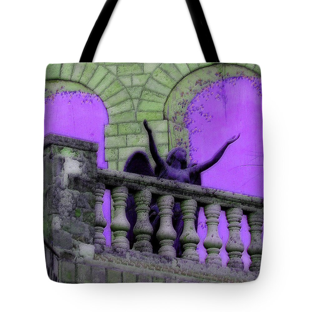 Angel Tote Bag featuring the photograph Oasis Angel #6112_b Balcony View by Barbara Tristan