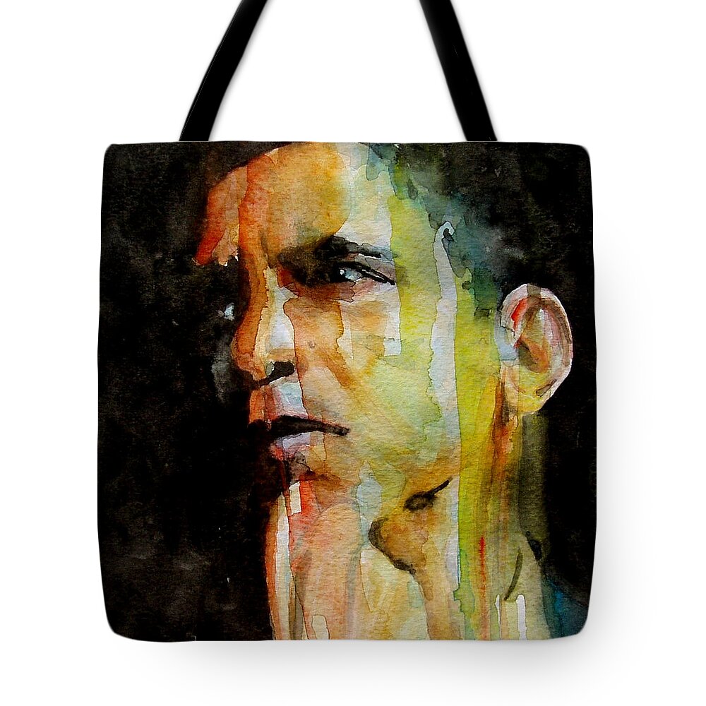 Barack Obama Tote Bag featuring the painting Obama by Paul Lovering