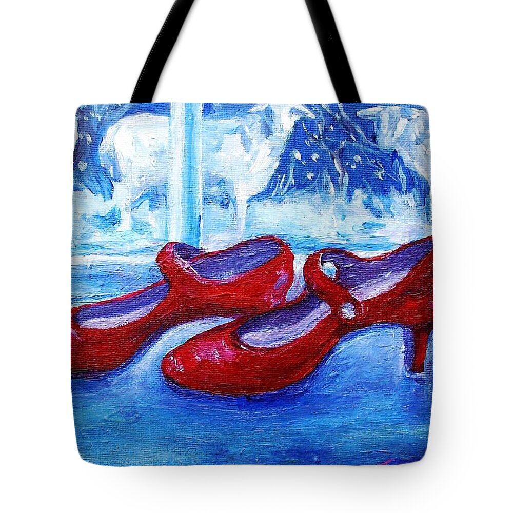 Red Shoes Tote Bag featuring the painting Objects of Desire by Trudi Doyle