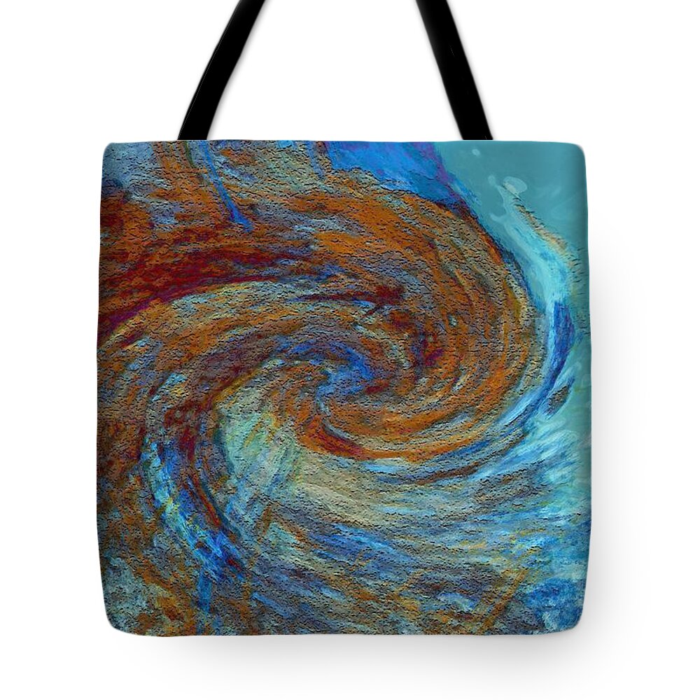 Hurricane Tote Bag featuring the digital art Ocean colors by Linda Sannuti