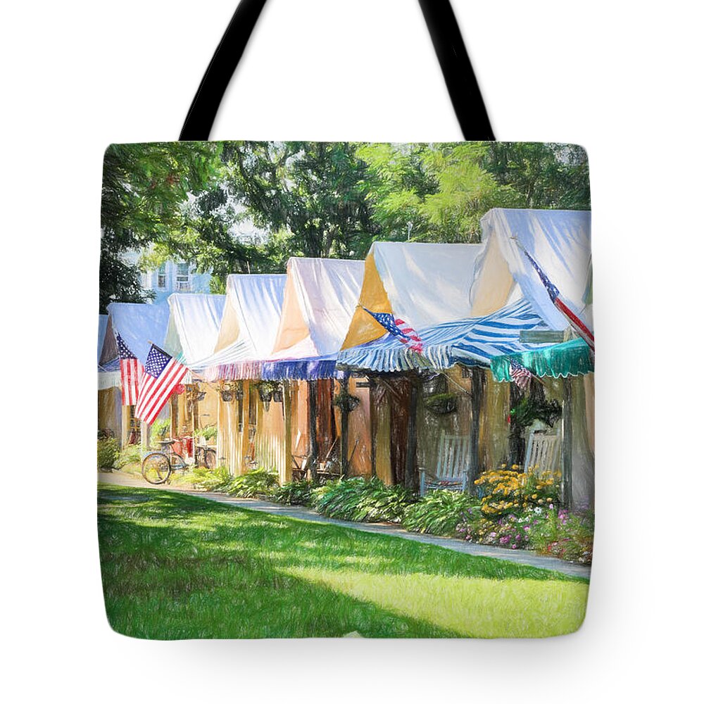 Ocean Grove Tote Bag featuring the photograph Ocean Grove Tents Sketch by Eleanor Abramson