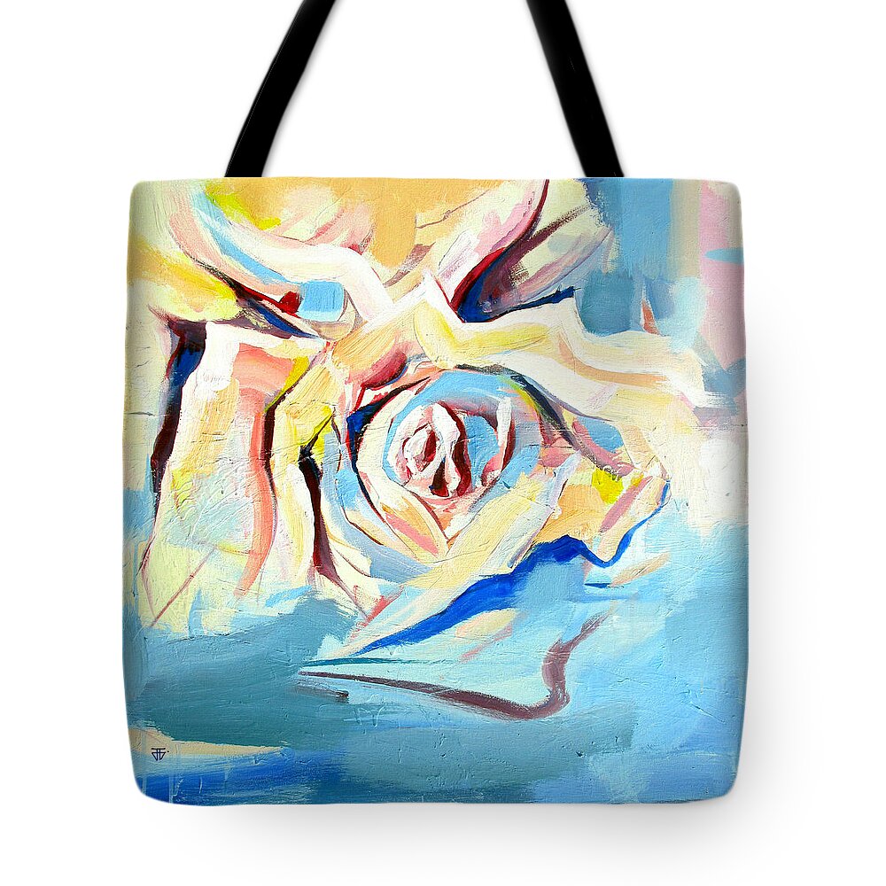 Florals Tote Bag featuring the painting Ocean Rose by John Gholson