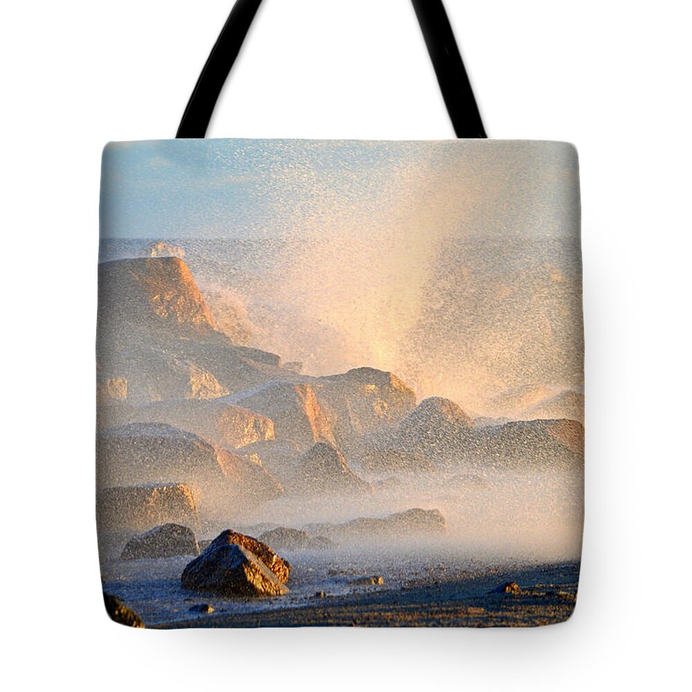 Corporation Beach Tote Bag featuring the photograph Ocean Spray - Cape Cod Bay by Dianne Cowen Cape Cod Photography