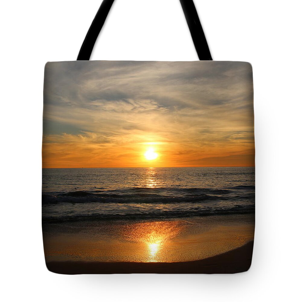 Ocean Tote Bag featuring the photograph Ocean Sunset - 7 by Christy Pooschke