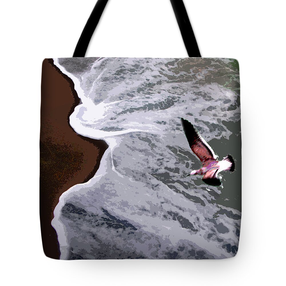Ocean Waves Tote Bag featuring the photograph Ocean Waves - three by John Lautermilch