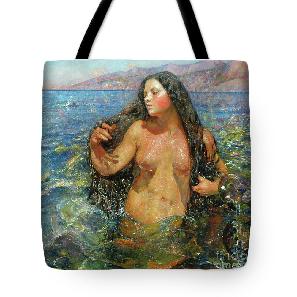 Oceanid Tote Bag featuring the painting Oceanid by Annie Louisa Swynnerton