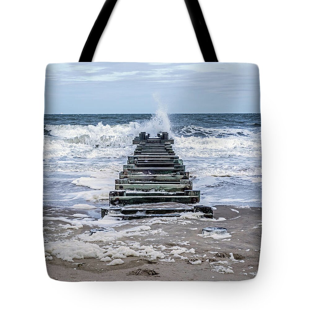 Ocean Tote Bag featuring the photograph Ocean's Foam and Fury by Teresa Hughes