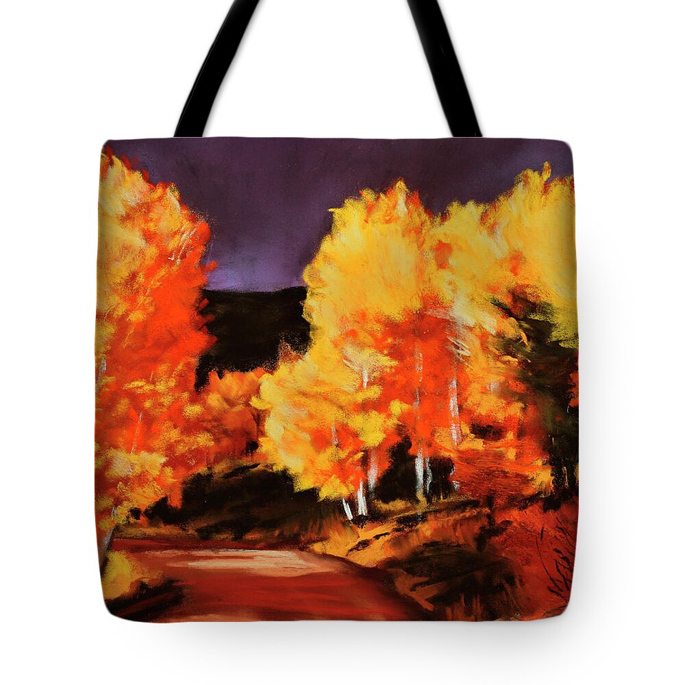 Landscape Tote Bag featuring the painting October Evening by Sandi Snead