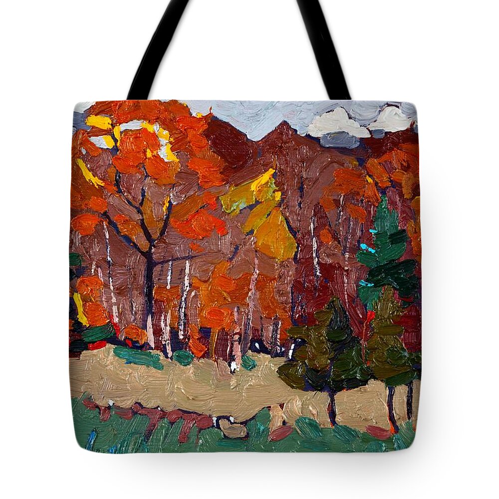 Cumulus Tote Bag featuring the painting October Forest by Phil Chadwick
