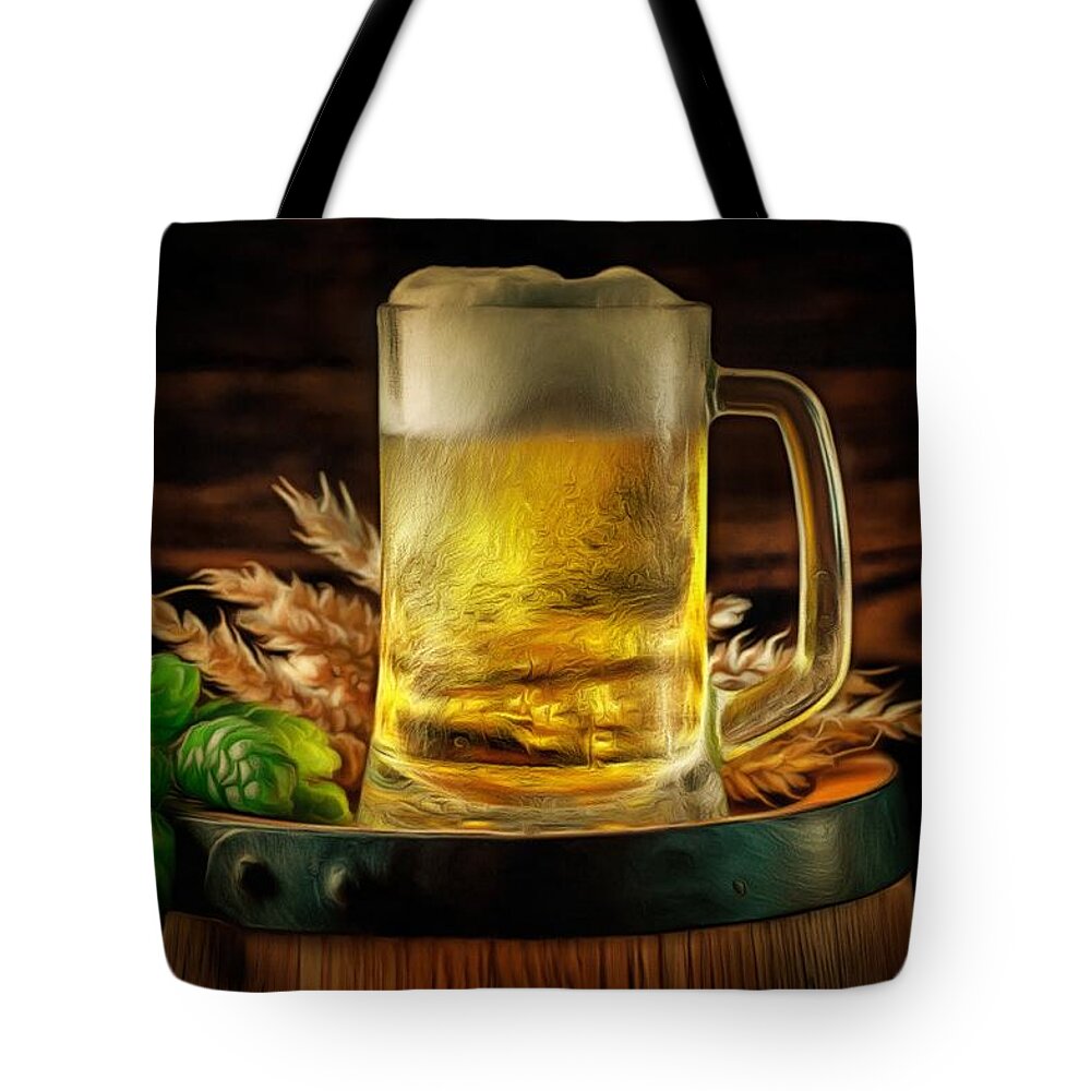 Ode To Beer Tote Bag featuring the painting Ode to Beer by Harry Warrick