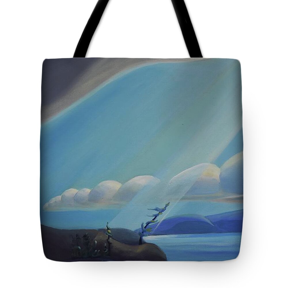Triptych Tote Bag featuring the painting Ode to the North II - Left Panel by Barbel Smith