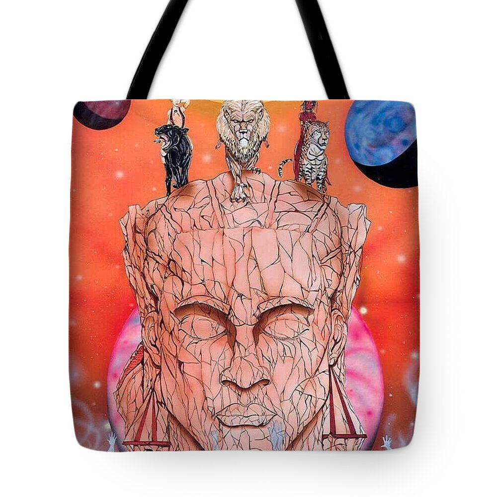 Motion Tote Bag featuring the mixed media Odyssey of Desire by Demitrius Motion Bullock