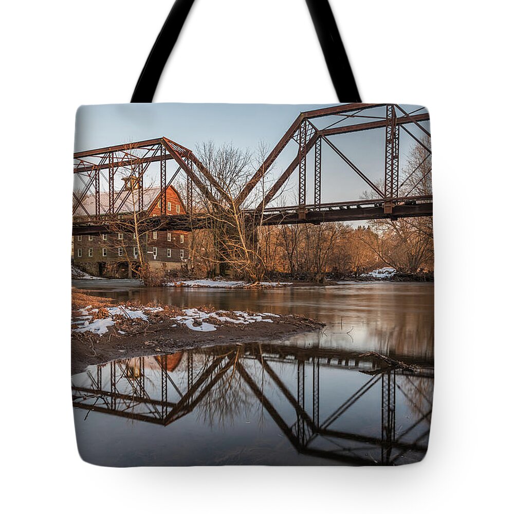 Neshanic Station Tote Bag featuring the photograph Off the Rails by Kristopher Schoenleber