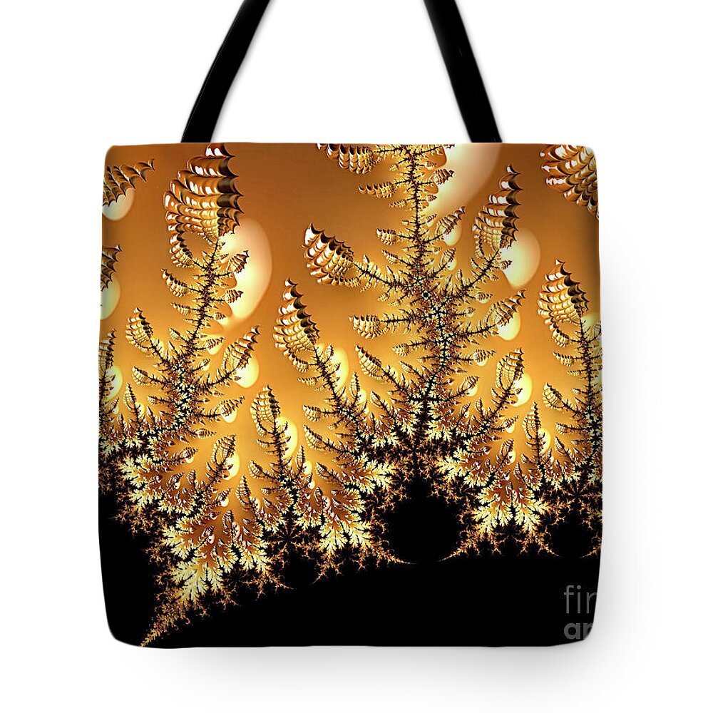 Fractal Art Tote Bag featuring the digital art Off-World Garden by Kathy Kelly