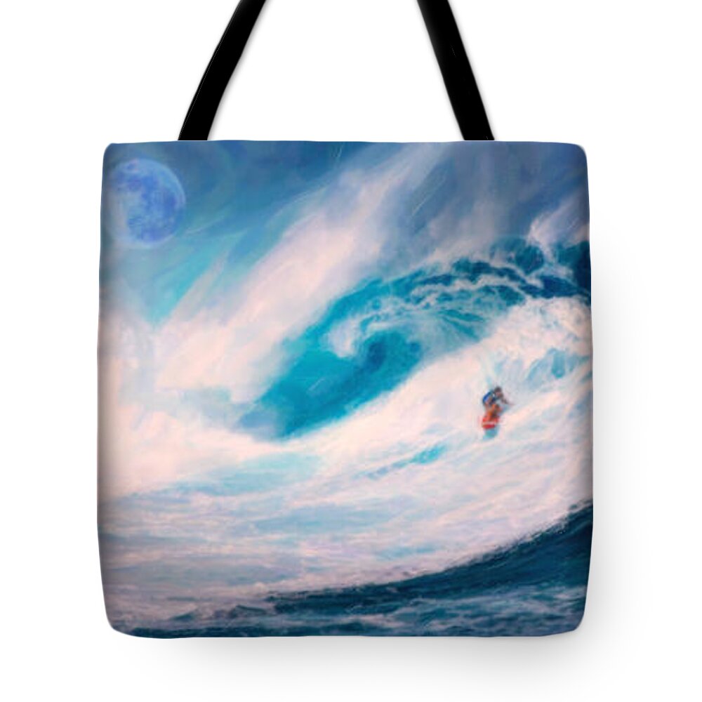 Riptide Tote Bag featuring the painting Offshore Wave by Celestial Images