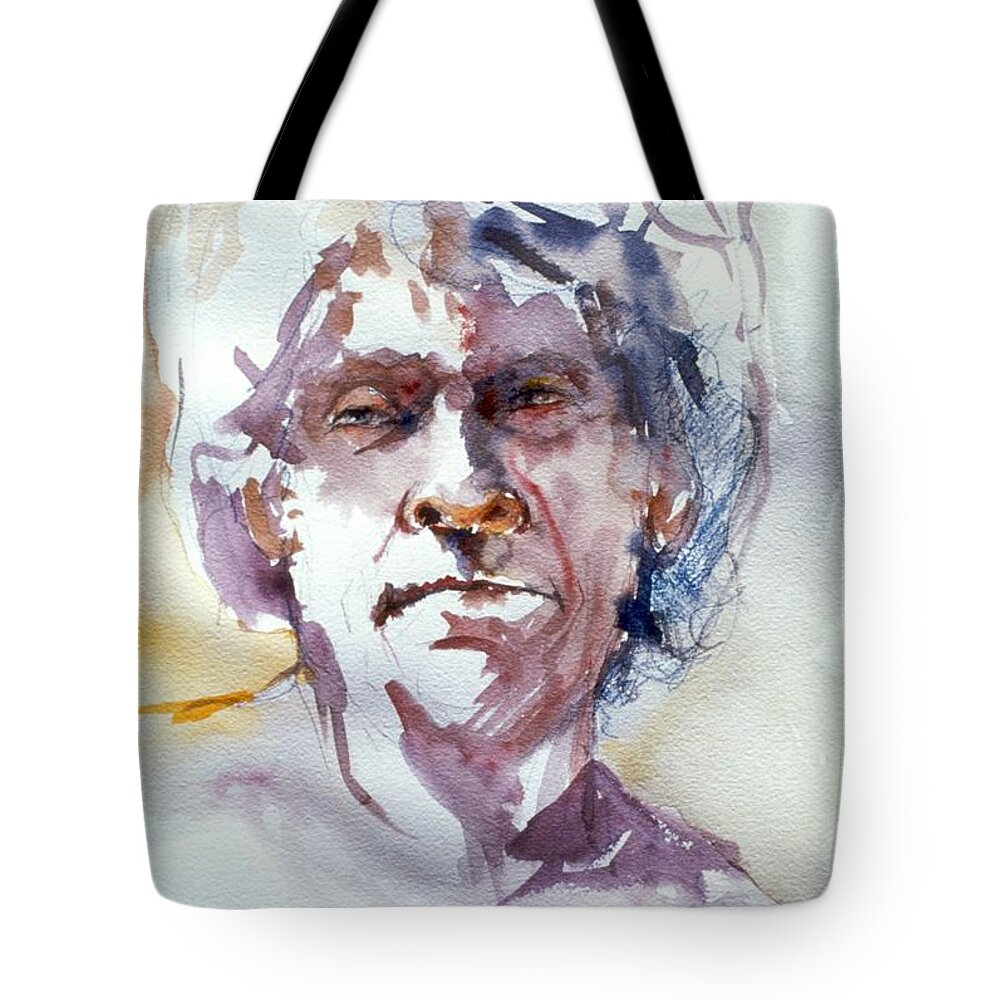 Headshot Tote Bag featuring the painting Ogden head study 1 by Barbara Pease